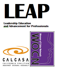 LEAP logo - Women of Color Network logo and CALCASA logo
