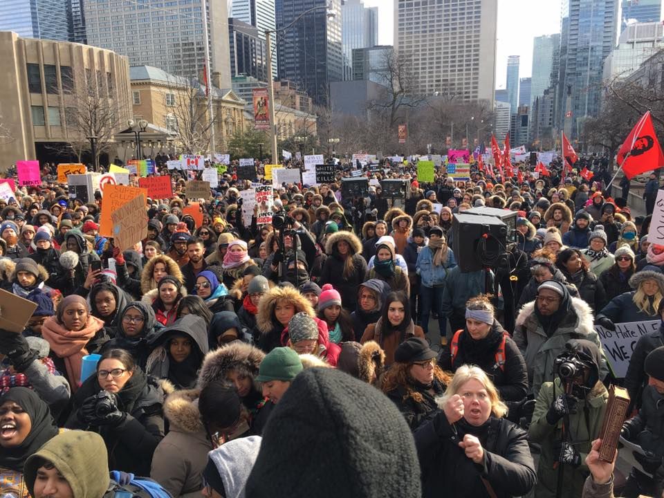big crowd of protesters