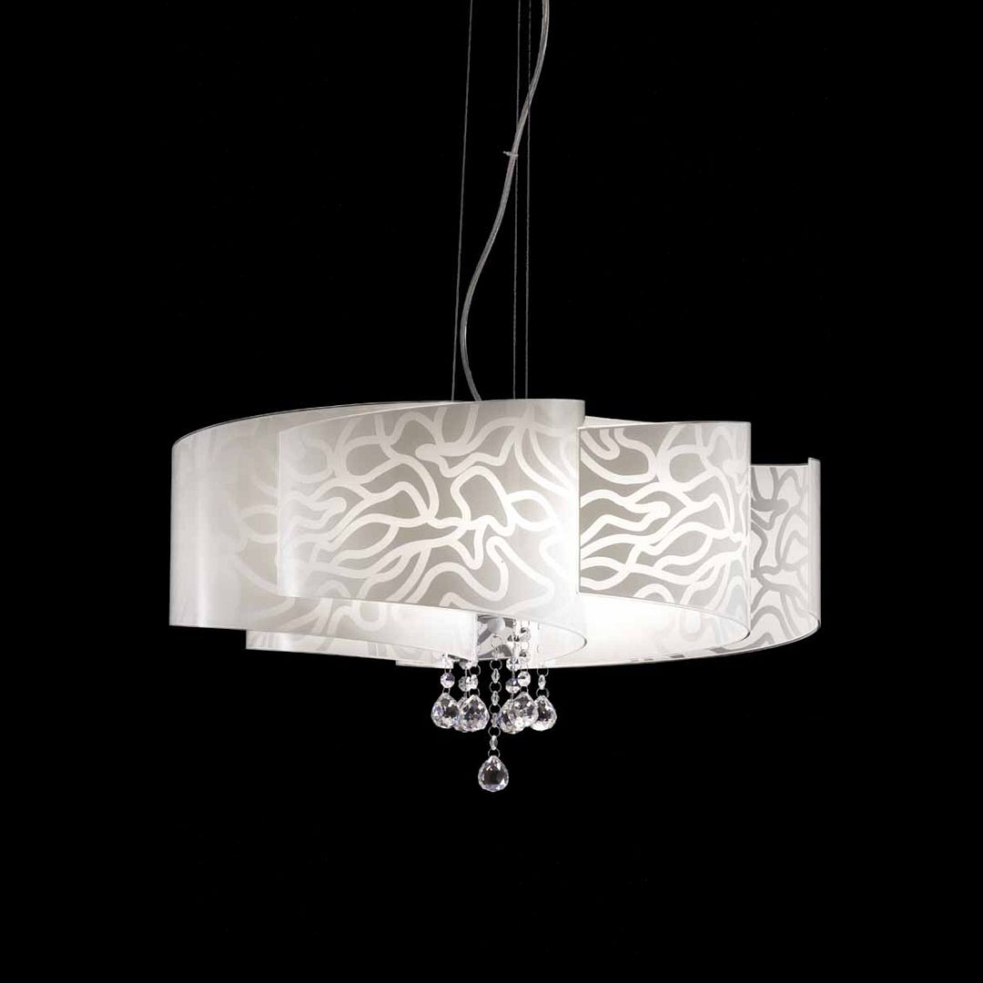 Lampada lampadario sospensione design moderno vetro ventaglio ... Lampadari moderni cristallo e acciaio