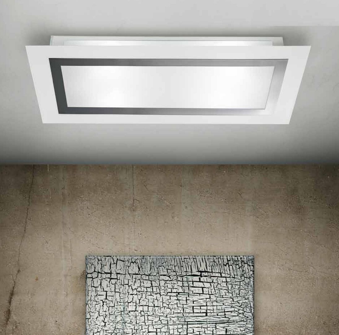 Lampadario moderno acciaio cromato cristallo plafoniera soffitto ...