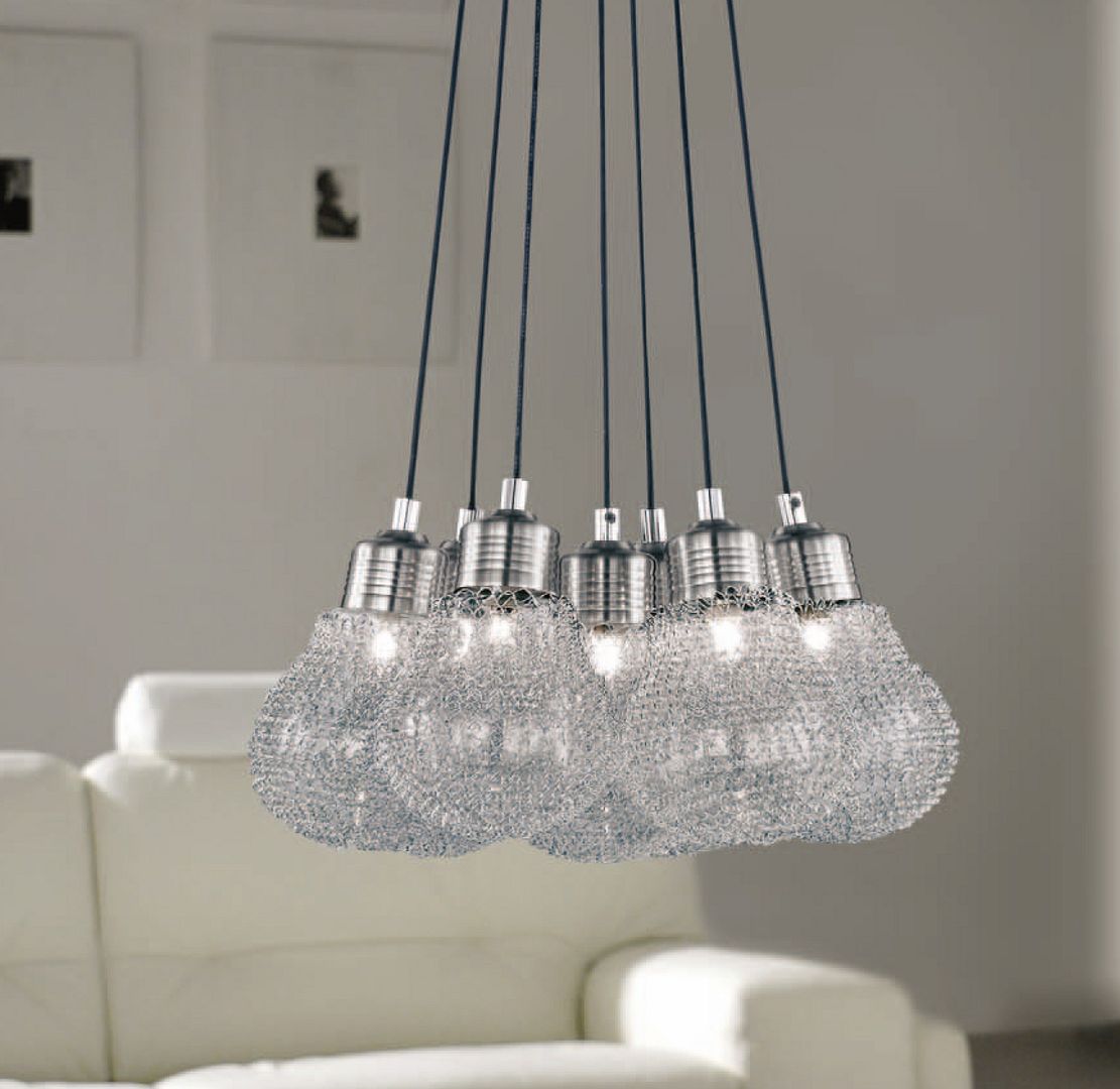 Lampadario moderno acciaio cromato cristallo lampada sospensione ...