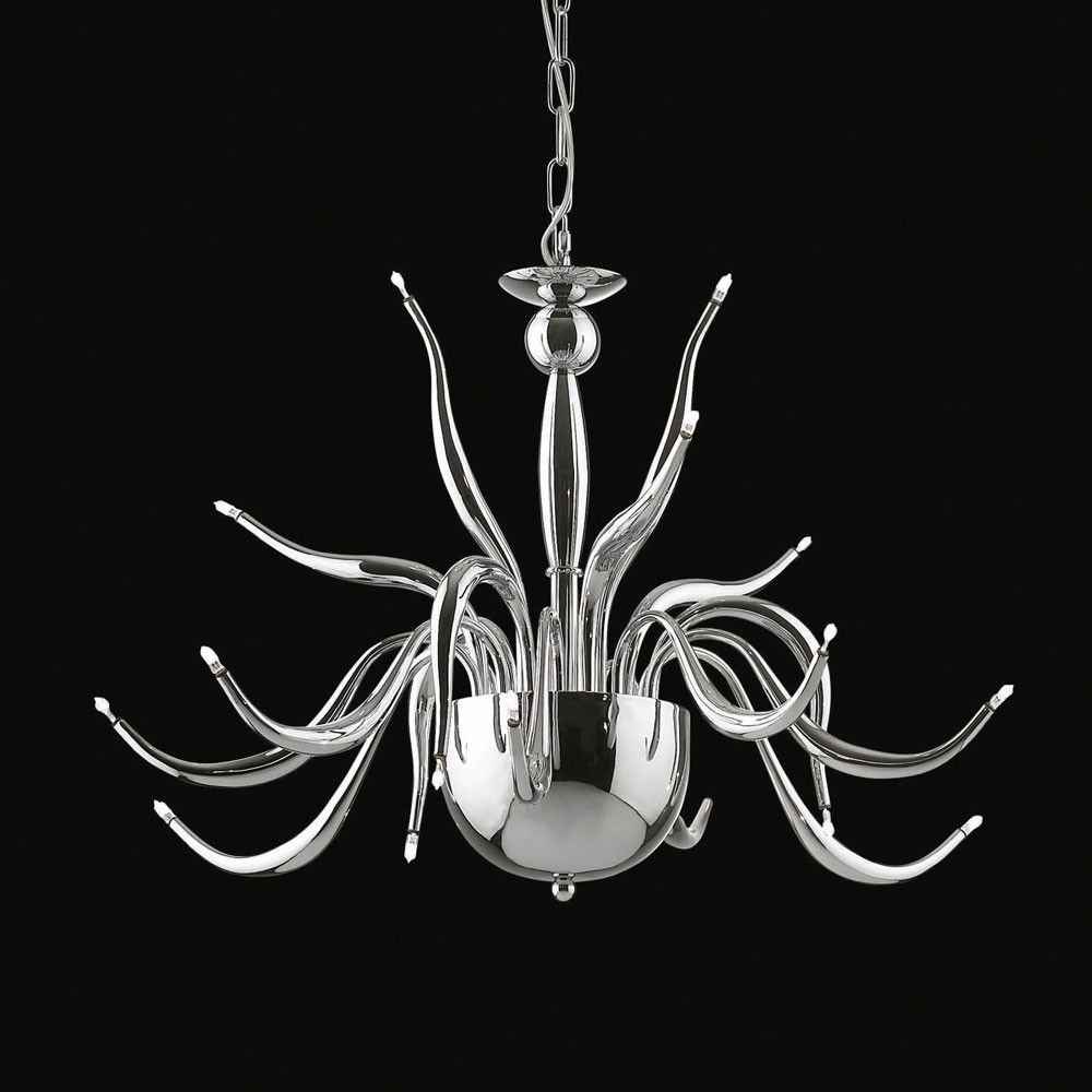 Lampadario moderno acciaio cromato lampada sospensione ideal lux ...