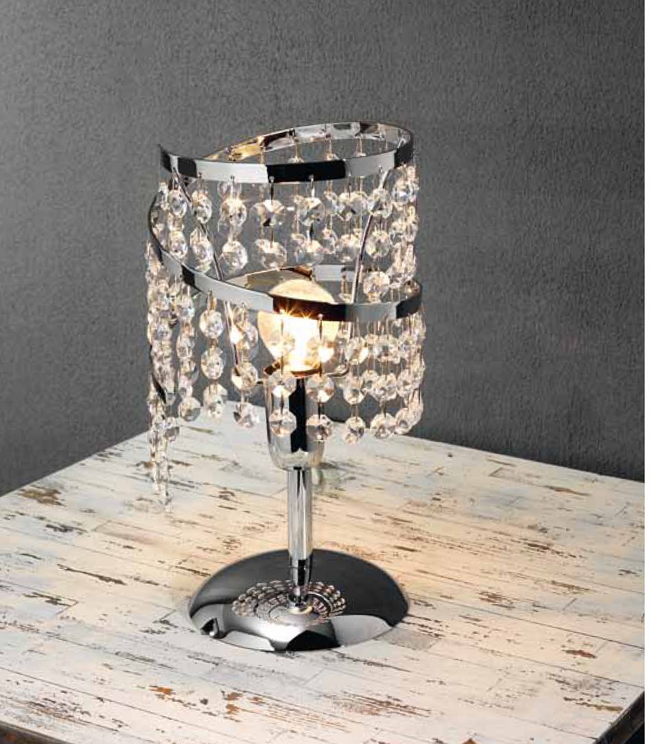 Lampada tavolo comodino abat jour lumetto design moderno cristalli ... Lampadari moderni cristallo e acciaio