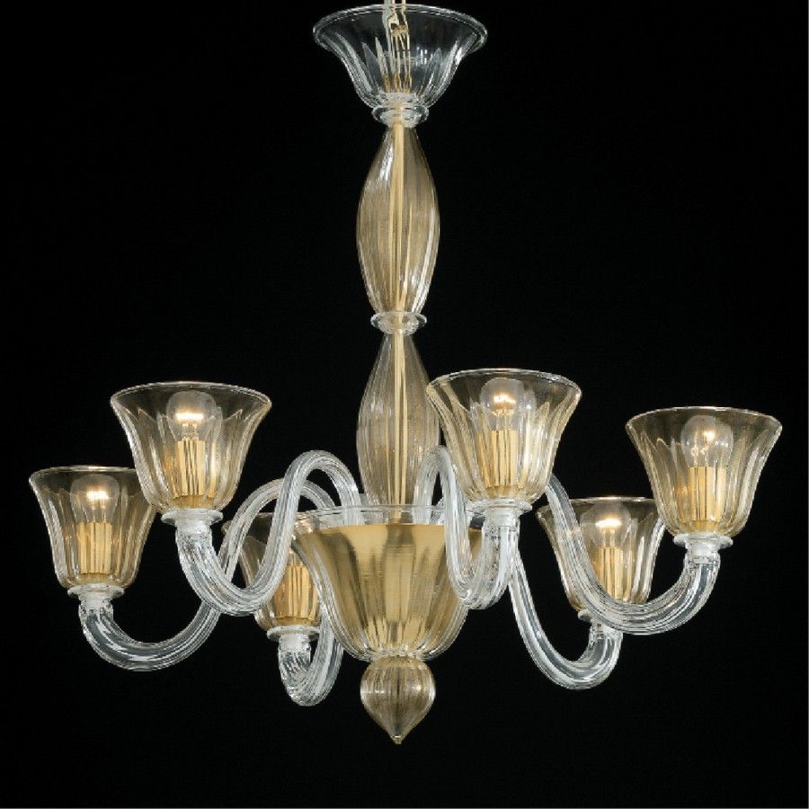 Lampadario classico vetro di murano foglia oro cristallo lampada ... Lampadari moderni cristallo e acciaio