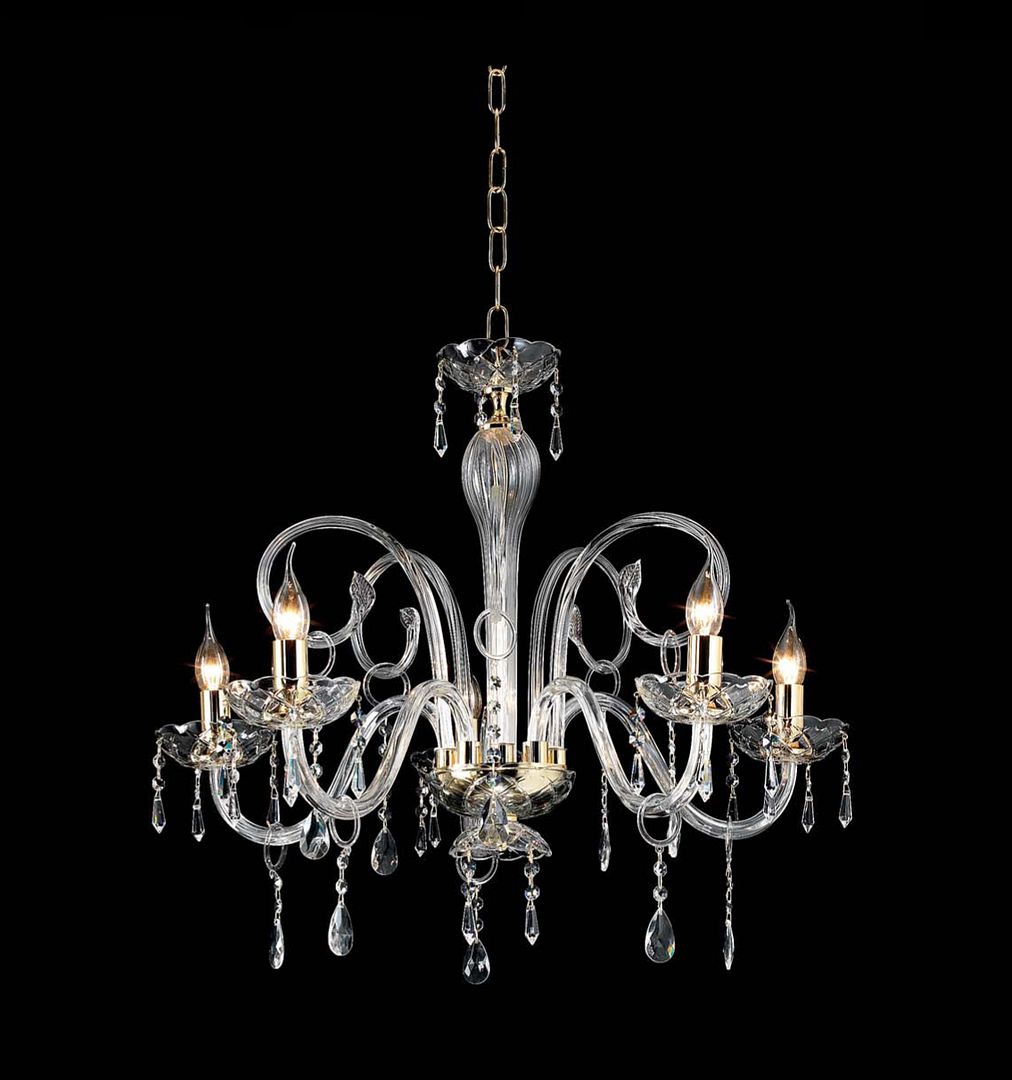 Lampadario classico 5 luci vetro murano cristallo cromato oro ... Mostra lampadari camera da letto con prezzi bassi
