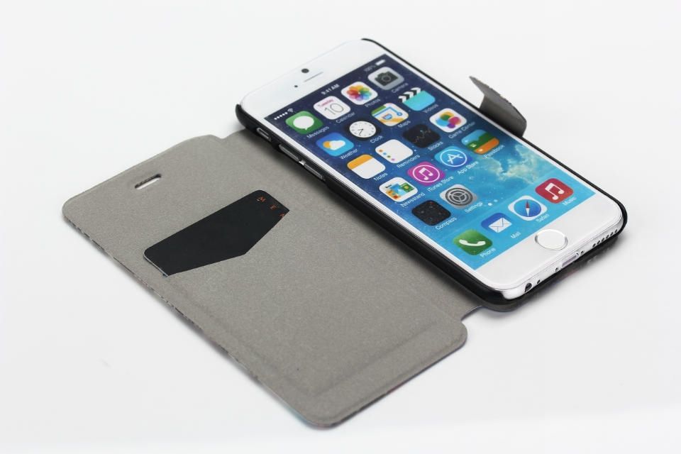 Faux Leather Case Flip Cover Credit Card Holder Stand for Apple iPhone