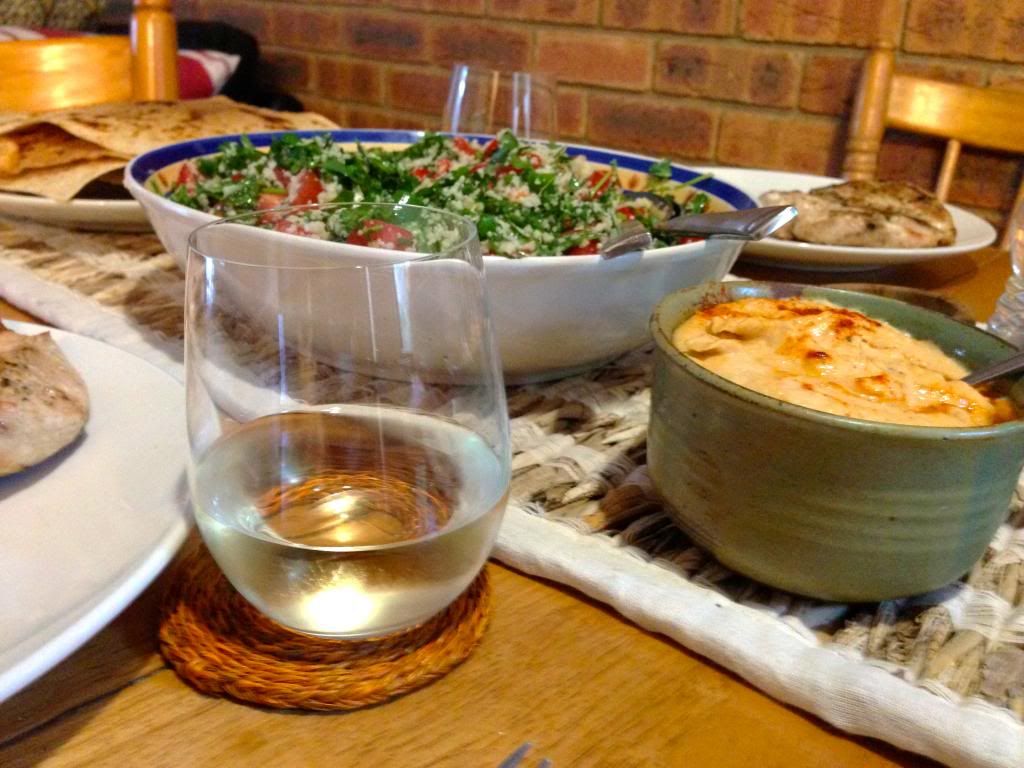 Tabouleh, white bean dip and grilled chicken