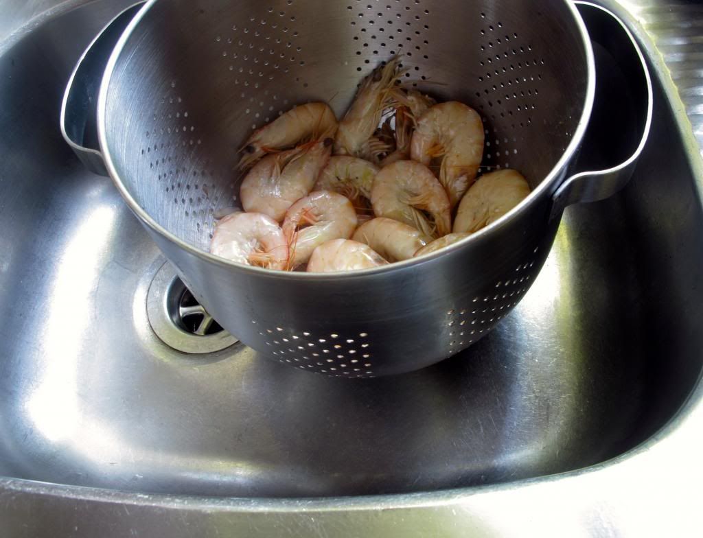 Poached prawns