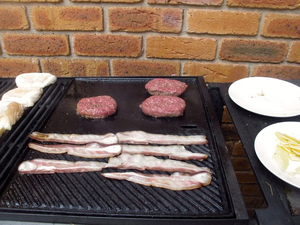 The Aussie burger on the barbecue