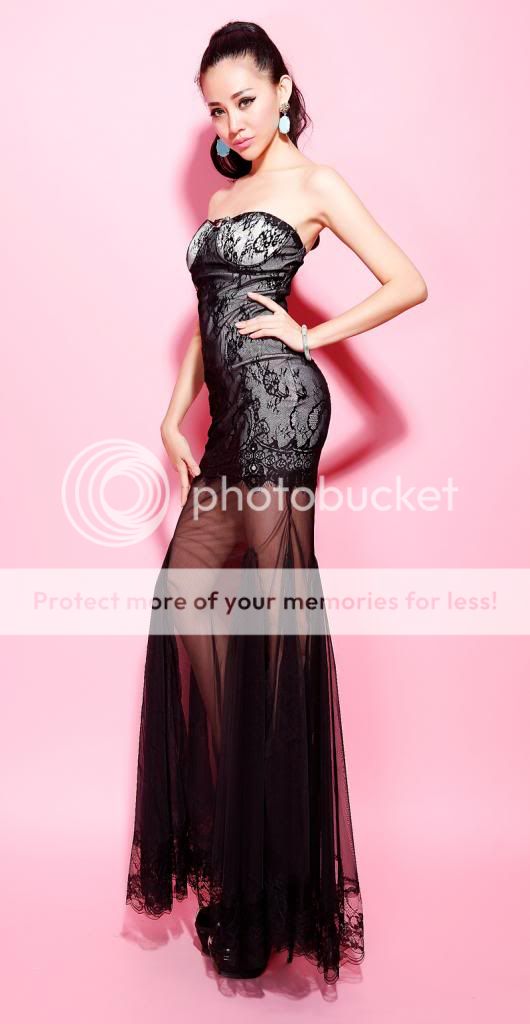 Fishtail Mermaid Prom Dress Bodycon Lace High Low Evening Strapless Backless