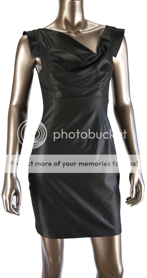 Black Halo Black Waxed Twill Jackie O Mini Dress 2013 Sz 0 Retail $345